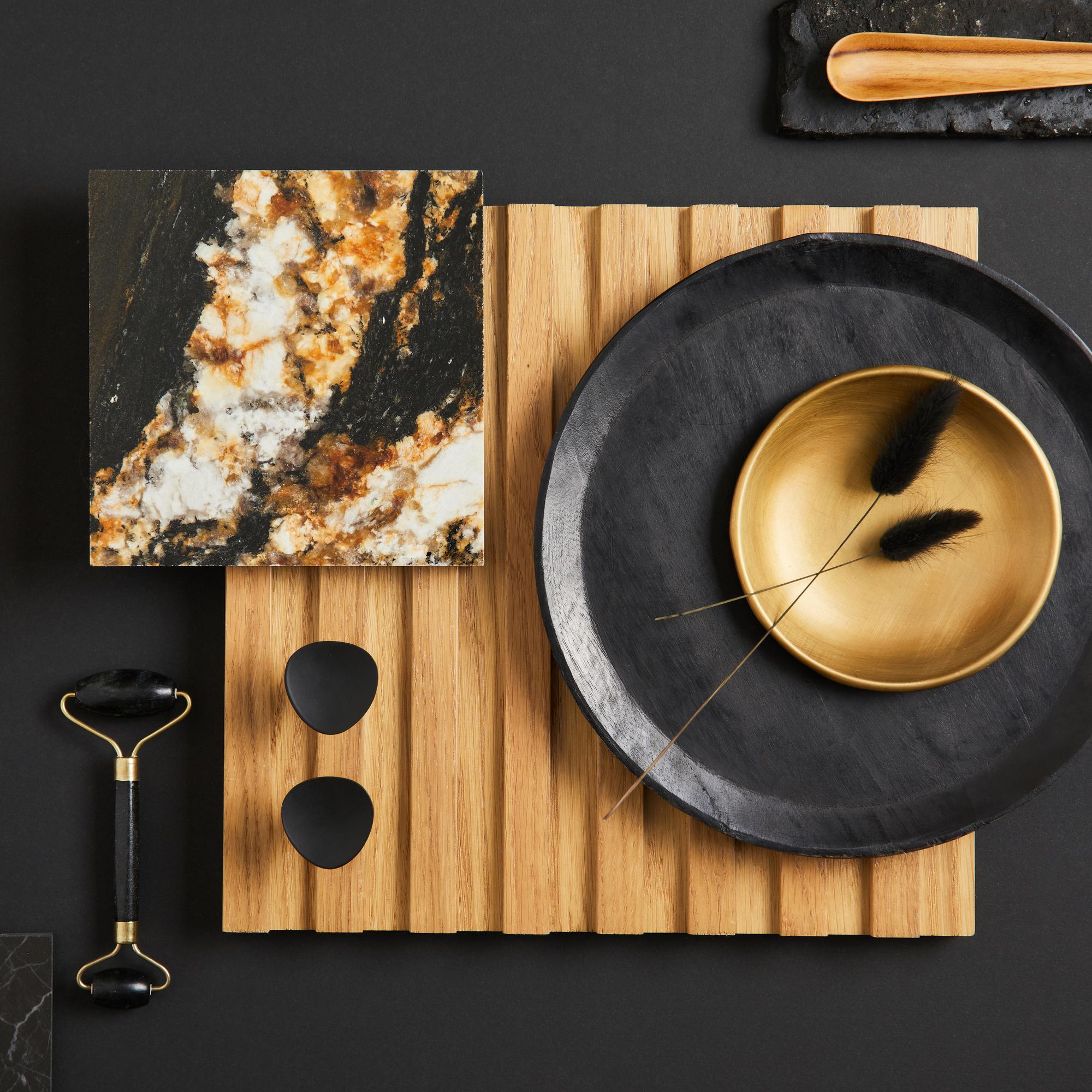 Catalog of plated dishes on dark slate